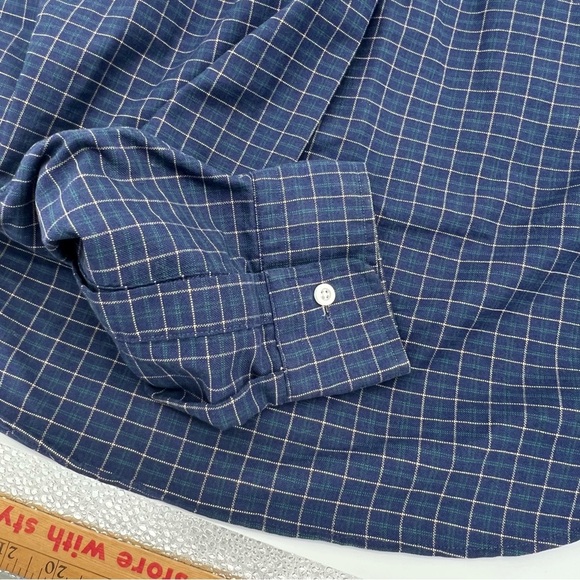 Vintage L.L. Bean Button-Up Shirt – Size 17.5x35 Made in USA – Navy Grid Check - Picture 13 of 13